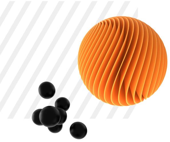 Abstract orange and black spheres